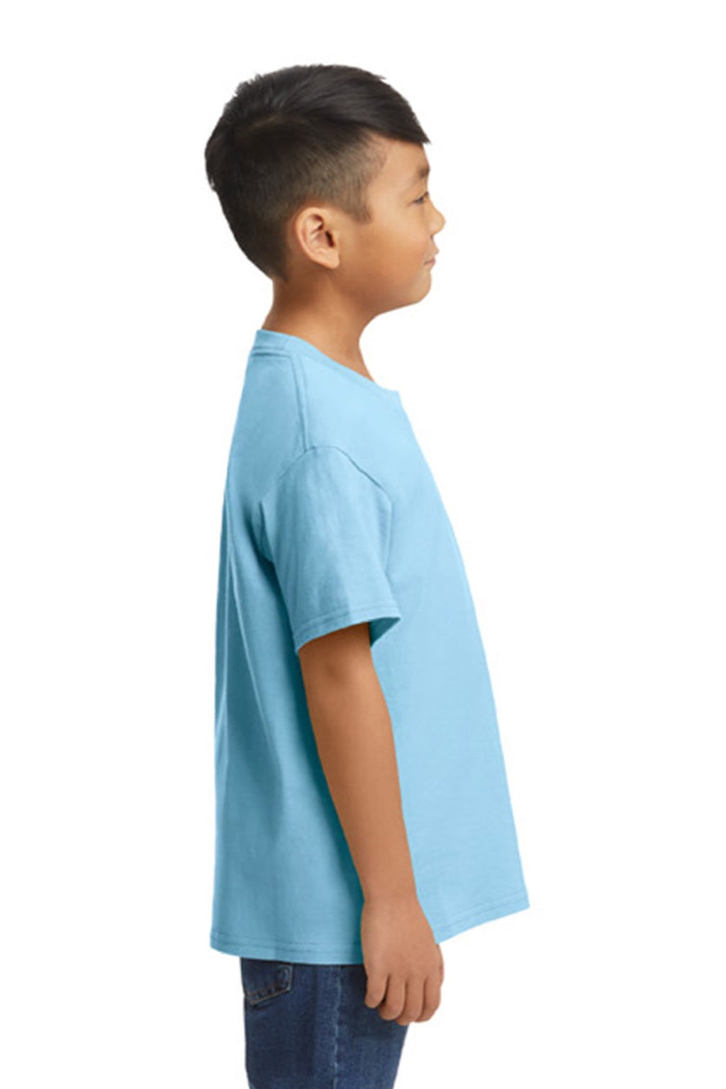 Gildan 65000B Youth Softstyle Short Sleeve Crewneck T-Shirt Light Blue Model Side