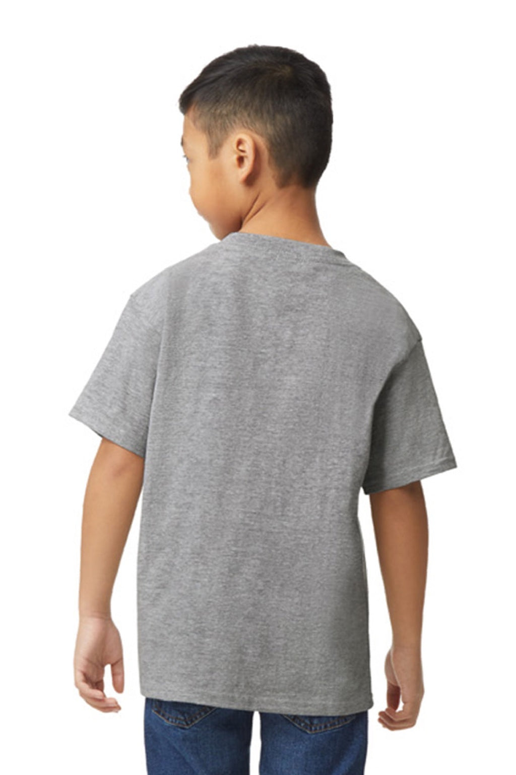 Gildan 65000B Youth Softstyle Short Sleeve Crewneck T-Shirt Sport Grey Model Back