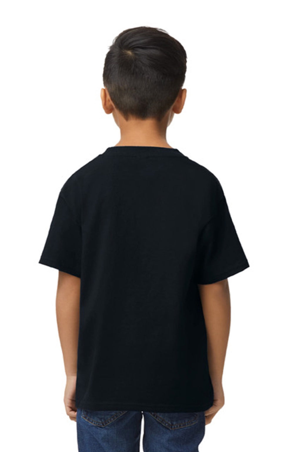 Gildan 65000B Youth Softstyle Short Sleeve Crewneck T-Shirt Pitch Black Model Back