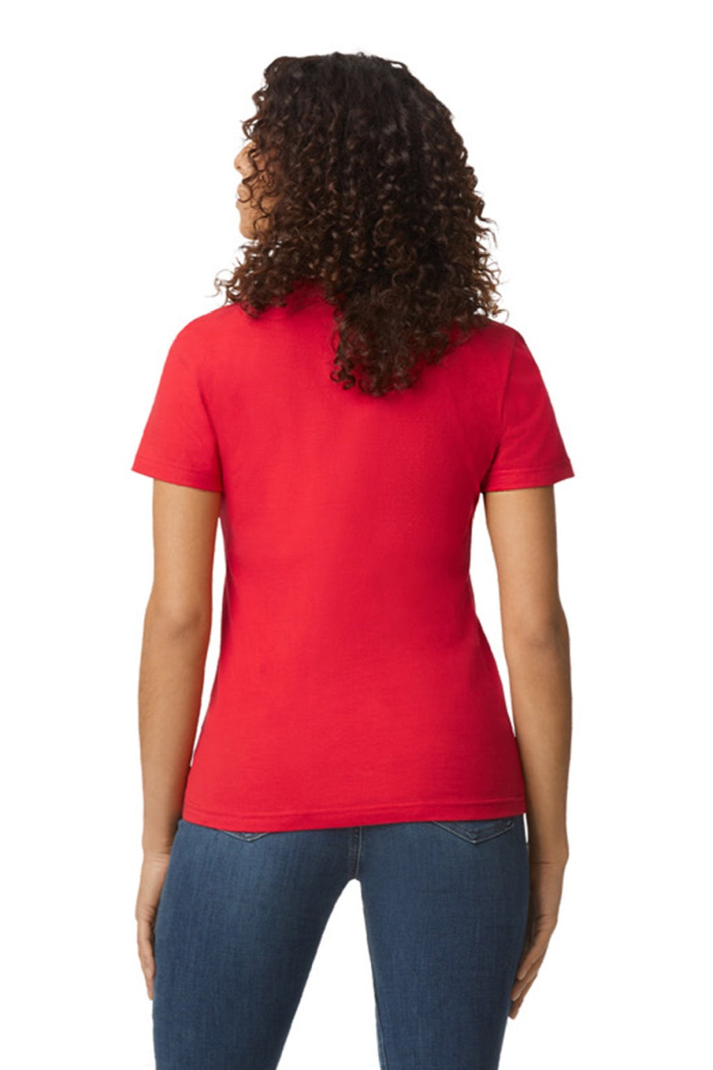 Gildan 65000L Womens Softstyle Short Sleeve Crewneck T-Shirt Red Model Back