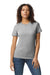 Gildan 65000L Womens Softstyle Short Sleeve Crewneck T-Shirt Sport Grey Model Front