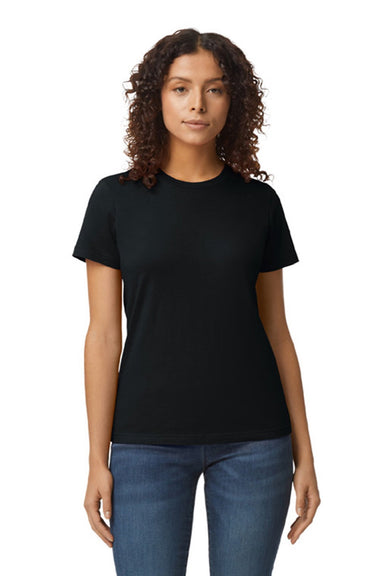 Gildan 65000L Womens Softstyle Short Sleeve Crewneck T-Shirt Pitch Black Model Front