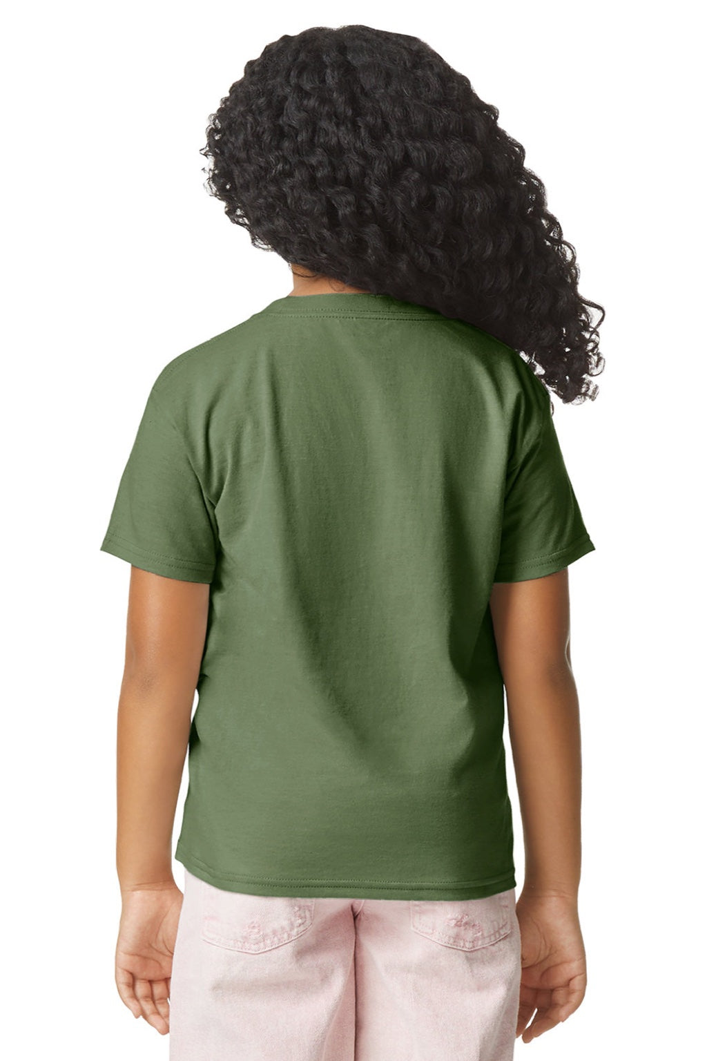 Gildan 64000BCVC Youth Softstyle CVC Short Sleeve Crewneck T-Shirt Cactus Green Model Back