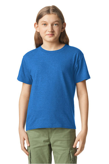 Gildan 67000B Youth Softstyle CVC Short Sleeve Crewneck T-Shirt Royal Blue Mist Model Front