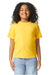 Gildan 64000BCVC Youth Softstyle CVC Short Sleeve Crewneck T-Shirt Daisy Yellow Mist Model Front