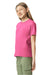 Gildan 67000B Youth Softstyle CVC Short Sleeve Crewneck T-Shirt Pink Lemonade Mist Model Side