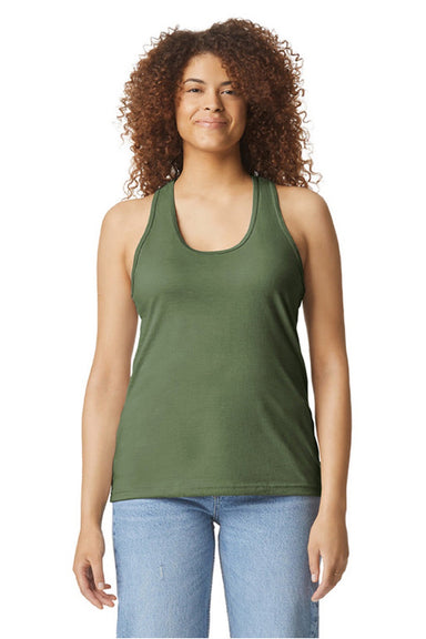 Gildan 64220LCVC Womens Softstyle CVC Racerback Tank Top Cactus Green Model Front