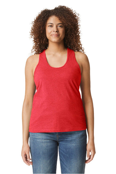 Gildan 64220LCVC Womens Softstyle CVC Racerback Tank Top Red Mist Model Front