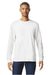 Gildan 64440CVC Mens Softstyle CVC Long Sleeve Crewneck T-Shirt White Model Front