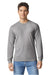 Gildan 64440CVC Mens Softstyle CVC Long Sleeve Crewneck T-Shirt Cement Grey Model Front