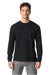 Gildan 64440CVC Mens Softstyle CVC Long Sleeve Crewneck T-Shirt Pitch Black Model Front