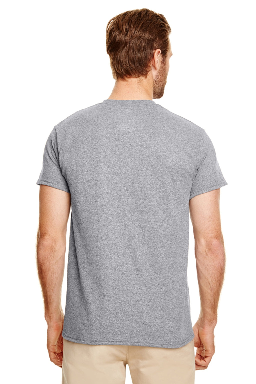 Gildan 8300 Mens DryBlend Moisture Wicking Short Sleeve Crewneck T-Shirt w/ Pocket Heather Graphite Grey Model Back