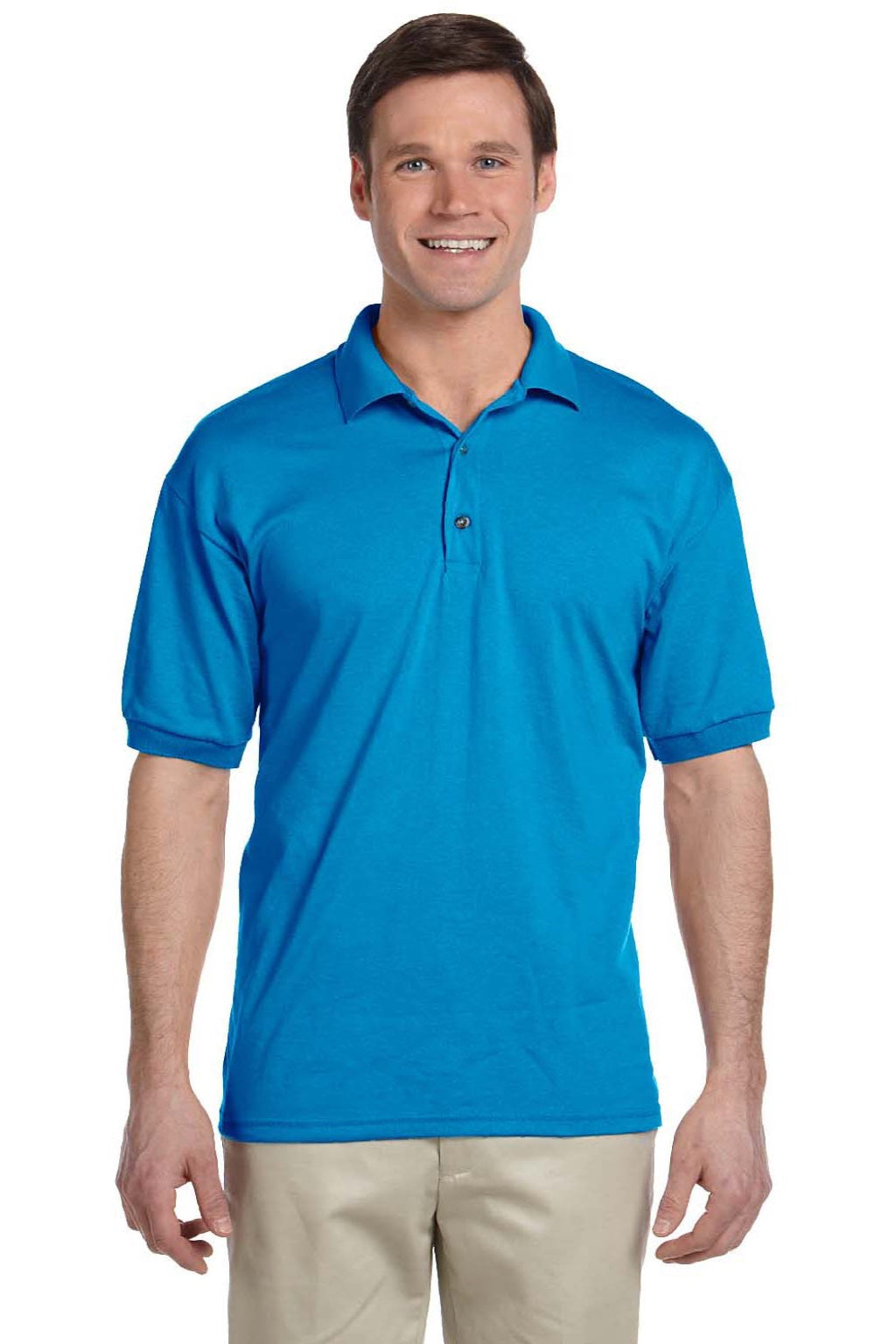 Gildan 8800 Mens DryBlend Moisture Wicking Short Sleeve Polo Shirt Sapphire Blue Model Front