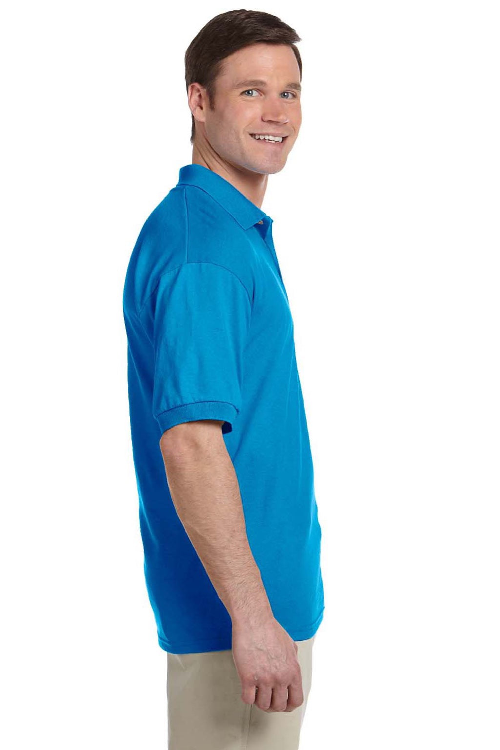 Gildan 8800 Mens DryBlend Moisture Wicking Short Sleeve Polo Shirt Sapphire Blue Model Side