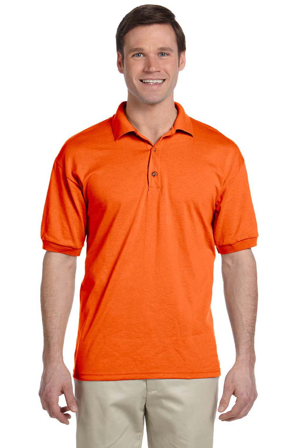 Gildan 8800 Mens DryBlend Moisture Wicking Short Sleeve Polo Shirt Orange Model Front