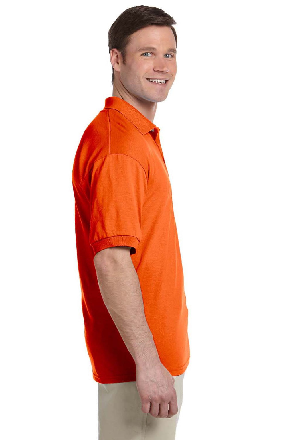 Gildan 8800 Mens DryBlend Moisture Wicking Short Sleeve Polo Shirt Orange Model Side