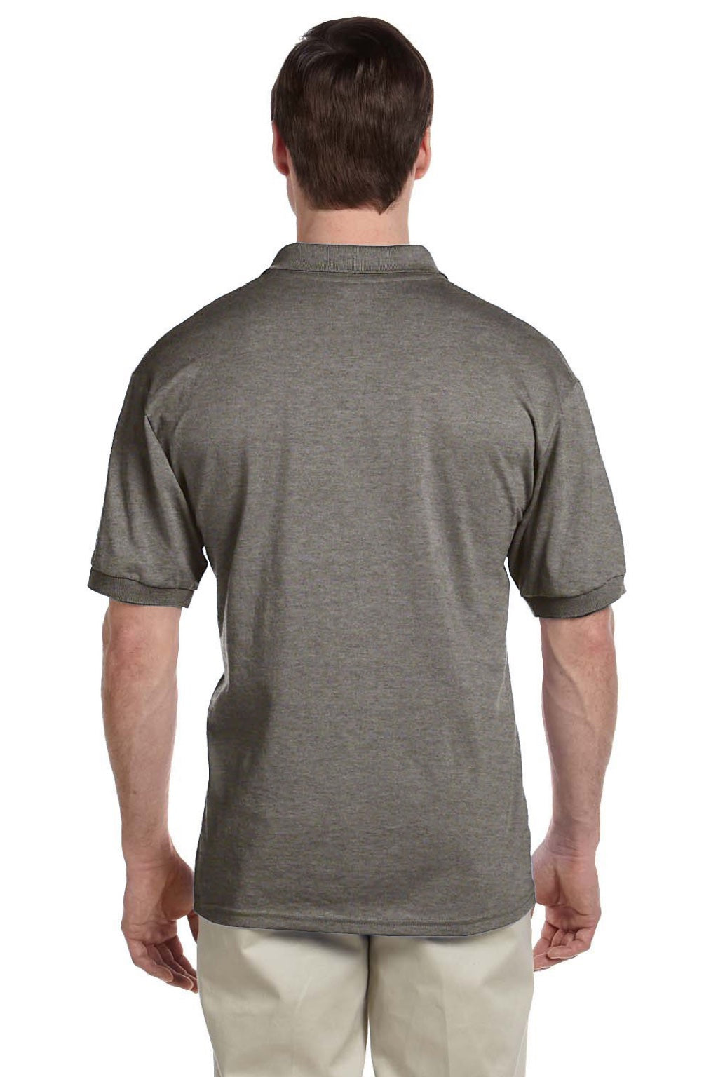 Gildan 8800 Mens DryBlend Moisture Wicking Short Sleeve Polo Shirt Heather Graphite Grey Model Back