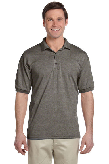 Gildan 8800 Mens DryBlend Moisture Wicking Short Sleeve Polo Shirt Heather Graphite Grey Model Front