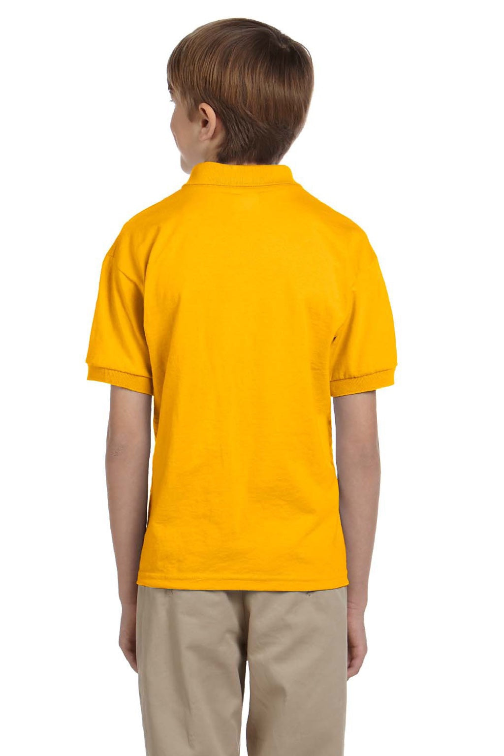 Gildan 8800B Youth DryBlend Moisture Wicking Short Sleeve Polo Shirt Gold Model Back