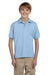 Gildan 8800B Youth DryBlend Moisture Wicking Short Sleeve Polo Shirt Light Blue Model Front