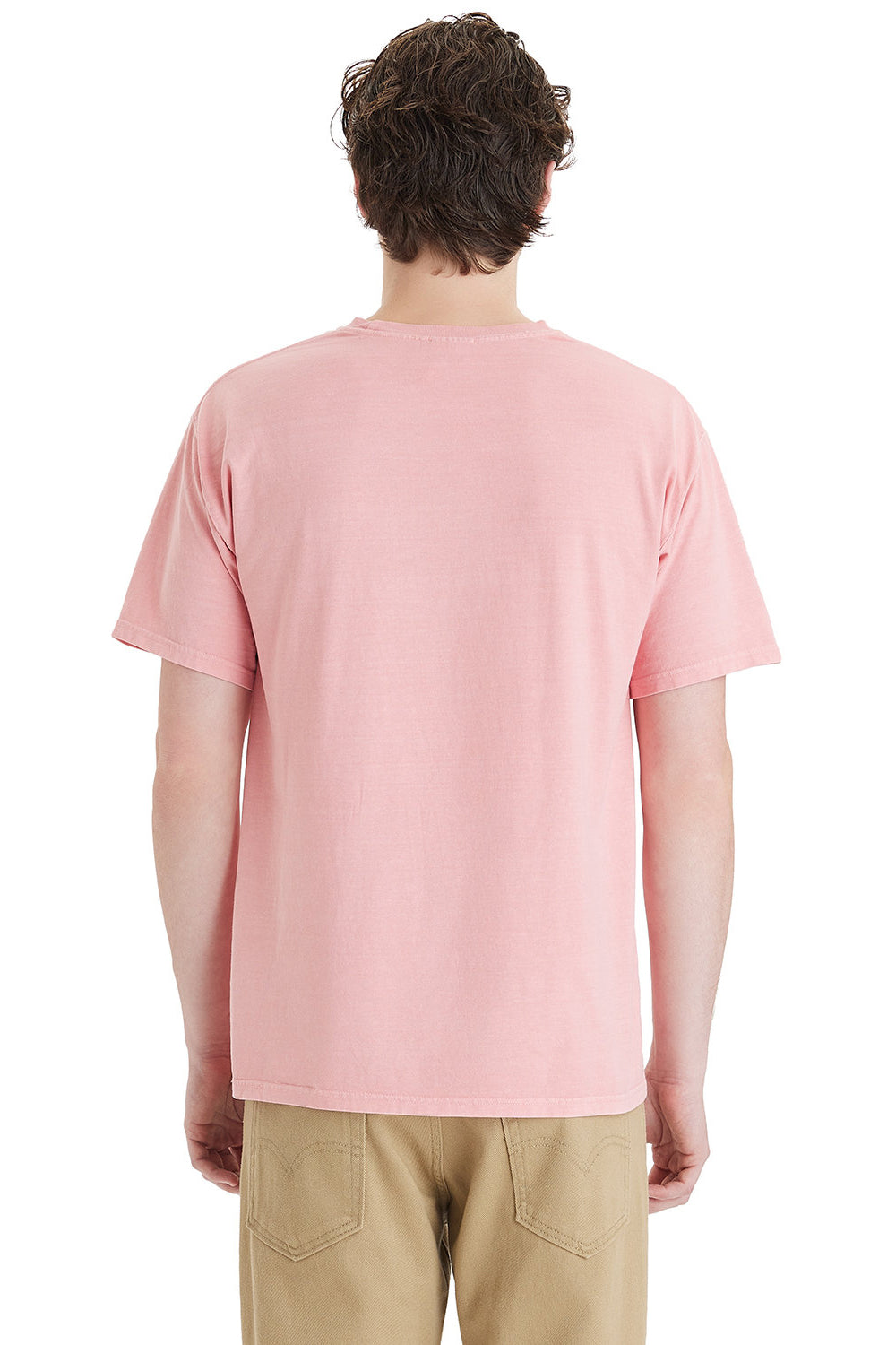 ComfortWash By Hanes GDH11B Mens Botanical Dyed Short Sleeve Crewneck T-Shirt Botanical Rubia Model Back