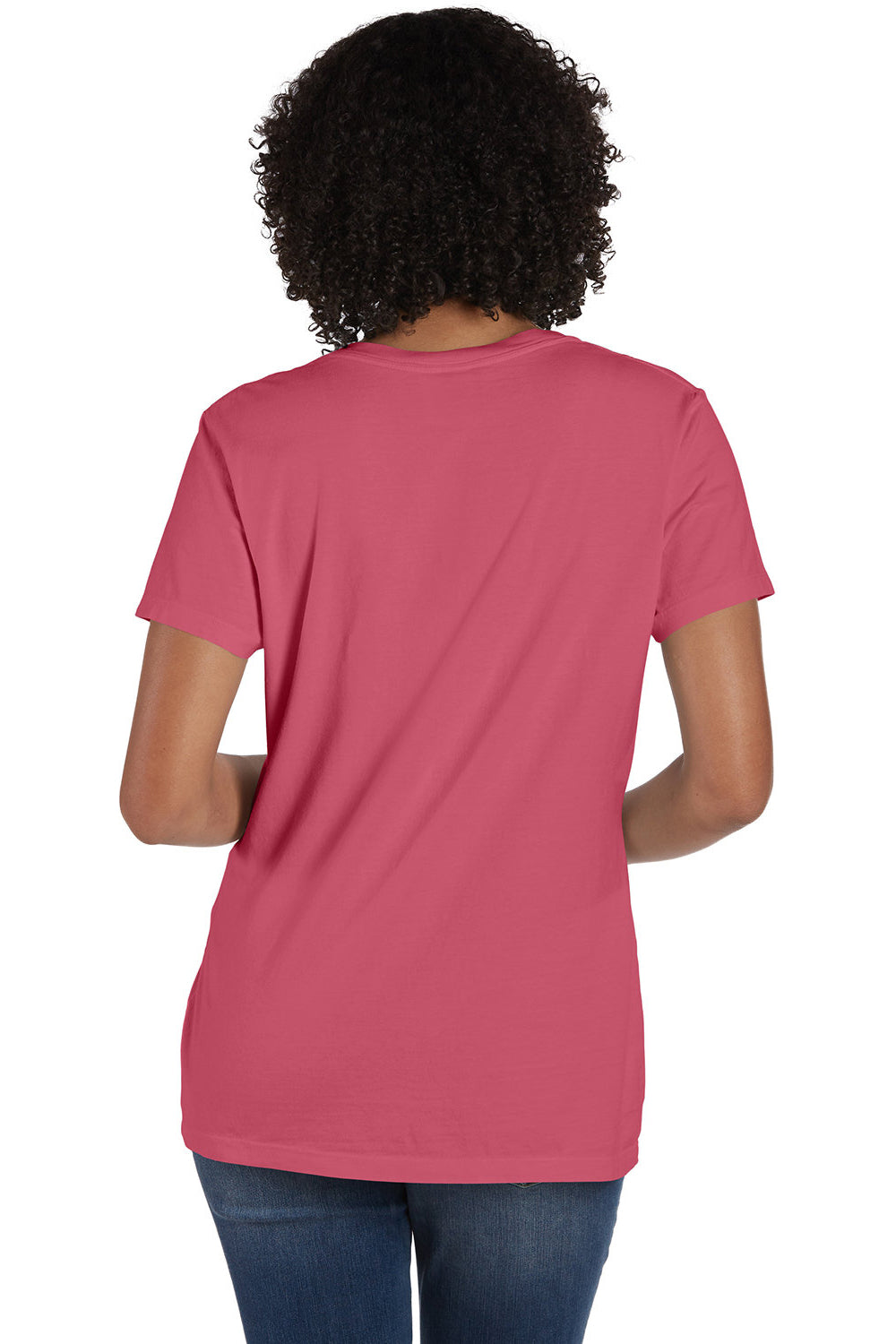 ComfortWash By Hanes GDH125 Mens Garment Dyed Short Sleeve V-Neck T-Shirt Coral Craze Model Back