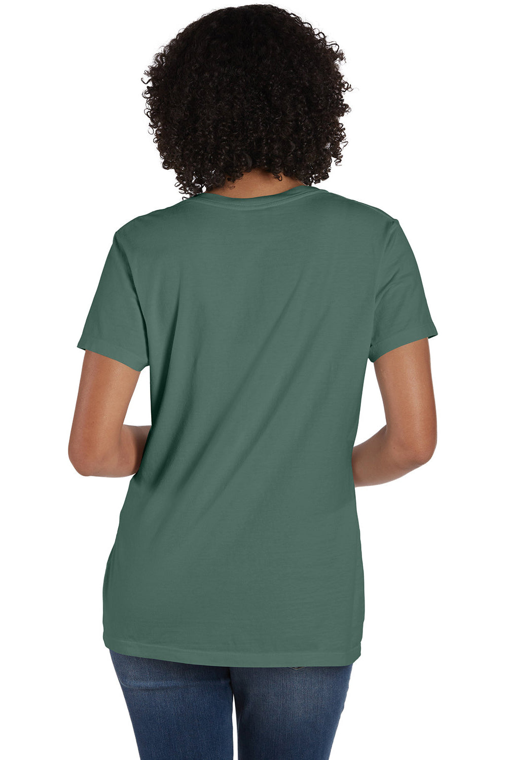 ComfortWash By Hanes GDH125 Mens Garment Dyed Short Sleeve V-Neck T-Shirt Cypress Green Model Back