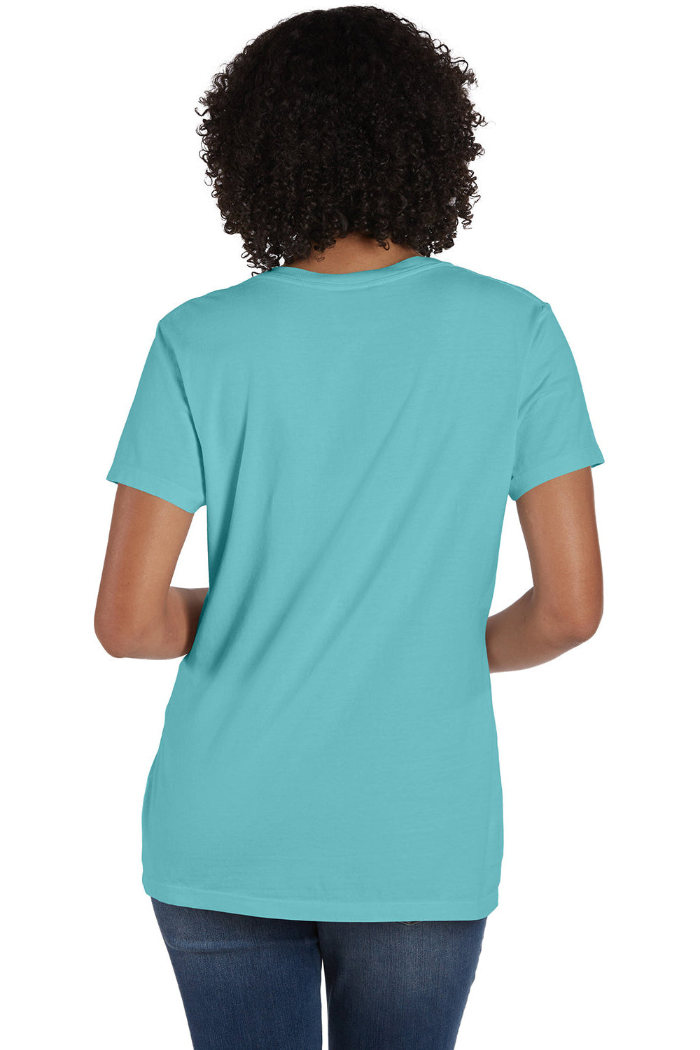 ComfortWash By Hanes GDH125 Mens Garment Dyed Short Sleeve V-Neck T-Shirt Mint Green Model Back