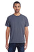 ComfortWash By Hanes GDH150 Mens Short Sleeve Crewneck T-Shirt w/ Pocket Anchor Slate Blue Model Front