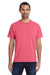 ComfortWash By Hanes GDH150 Mens Short Sleeve Crewneck T-Shirt w/ Pocket Crimson Fall Model Front