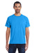 ComfortWash By Hanes GDH150 Mens Short Sleeve Crewneck T-Shirt w/ Pocket Summer Sky Blue Model Front