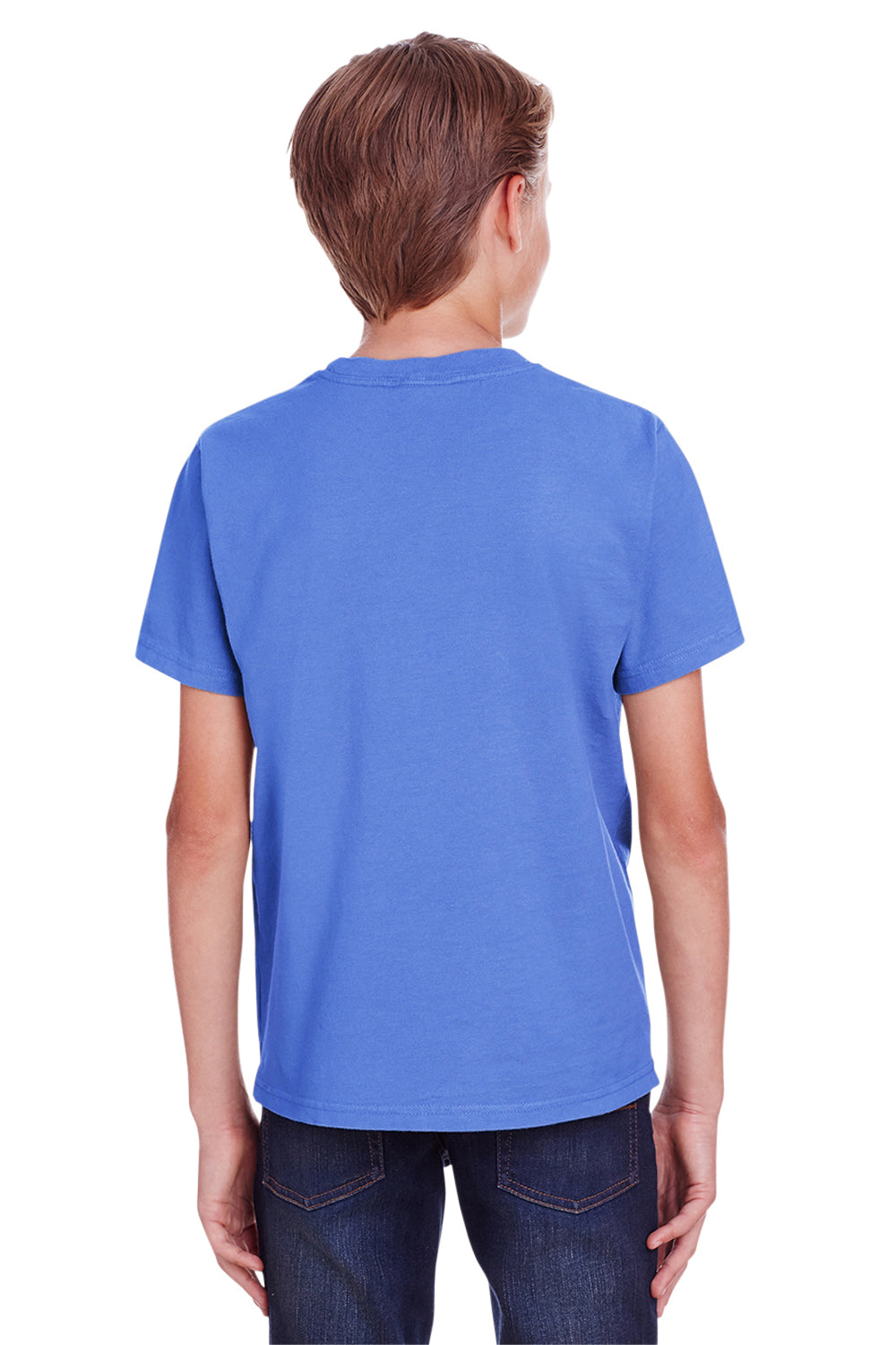 ComfortWash By Hanes GDH175 Youth Short Sleeve Crewneck T-Shirt Deep Forte Blue Model Back