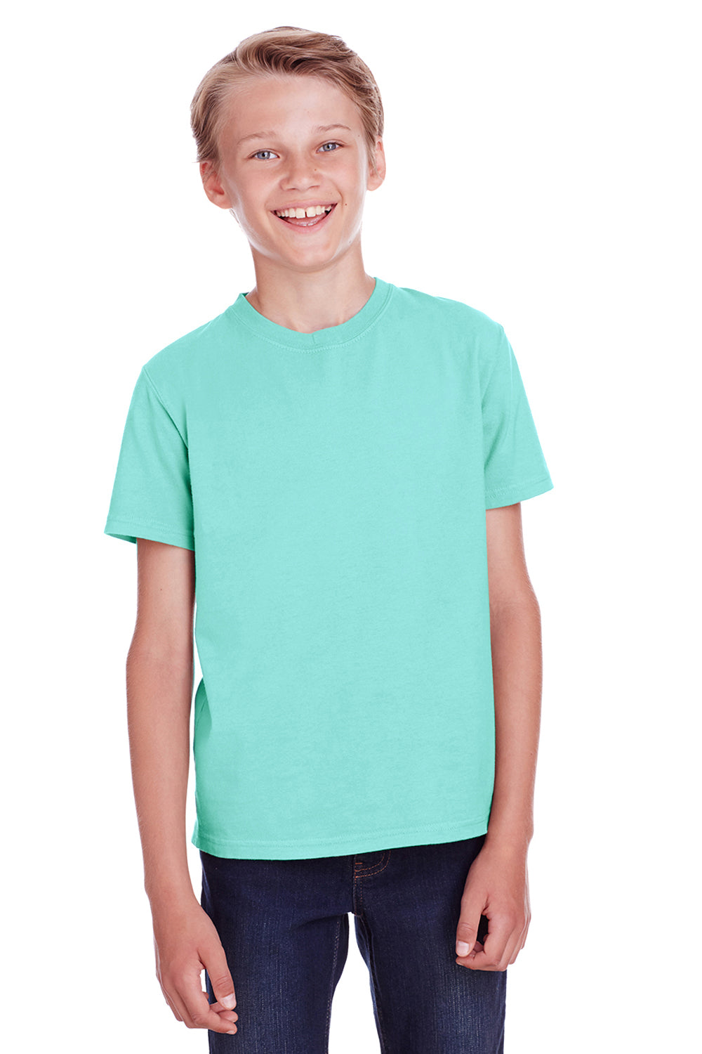 ComfortWash By Hanes GDH175 Youth Short Sleeve Crewneck T-Shirt Mint Green Model Front