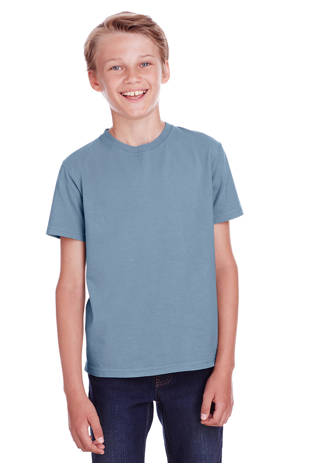 ComfortWash By Hanes GDH175 Youth Short Sleeve Crewneck T-Shirt Saltwater Blue Model Front