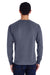 ComfortWash By Hanes GDH250 Mens Long Sleeve Crewneck T-Shirt w/ Pocket Anchor Slate Blue Model Back