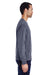 ComfortWash By Hanes GDH250 Mens Long Sleeve Crewneck T-Shirt w/ Pocket Anchor Slate Blue Model Side