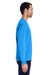ComfortWash By Hanes GDH250 Mens Long Sleeve Crewneck T-Shirt w/ Pocket Summer Sky Blue Model Side