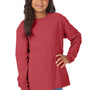 ComfortWash By Hanes Youth Garment Dyed Long Sleeve Crewneck T-Shirt - Crimson Fall Red - NEW