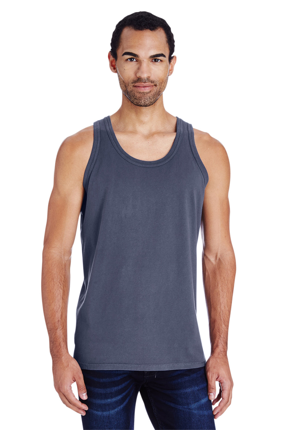 ComfortWash By Hanes GDH300 Mens Tank Top Anchor Slate Blue Model Front