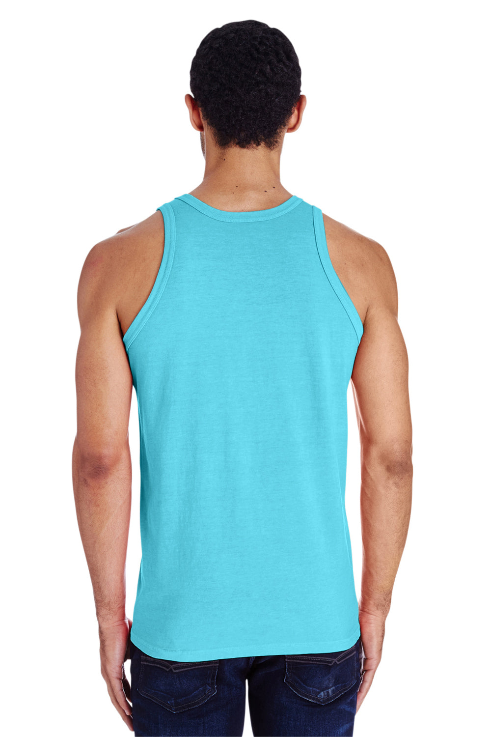 ComfortWash By Hanes GDH300 Mens Tank Top Freshwater Blue Model Back