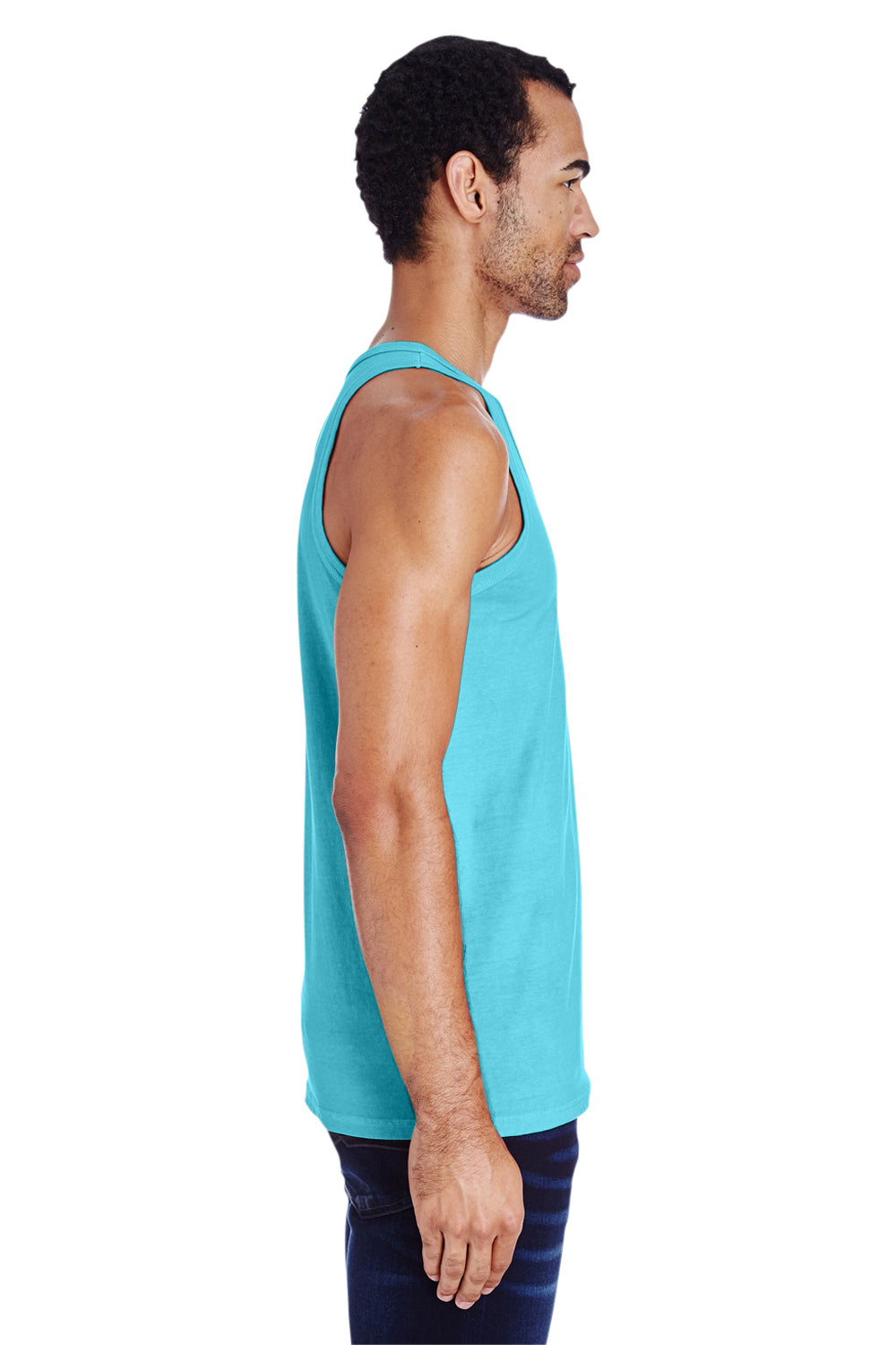 ComfortWash By Hanes GDH300 Mens Tank Top Freshwater Blue Model Side