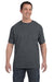 Hanes 5590 Mens Authentic Short Sleeve Crewneck T-Shirt w/ Pocket Heather Charcoal Grey Model Front