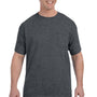 Hanes Mens Authentic Short Sleeve Crewneck T-Shirt w/ Pocket - Heather Charcoal Grey