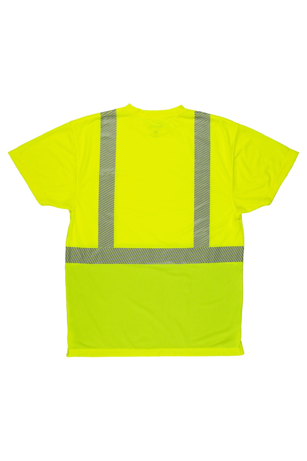 Berne HVK017 Mens Hi-Vis Class 2 Color Blocked Moisture Wicking Short Sleeve Crewneck T-Shirt w/ Pocket High Vis Yellow Flat Back