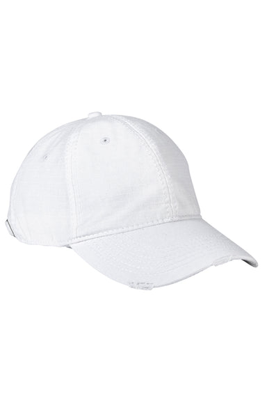 Adams IM101 Mens Distressed Adjustable Hat White Flat Front
