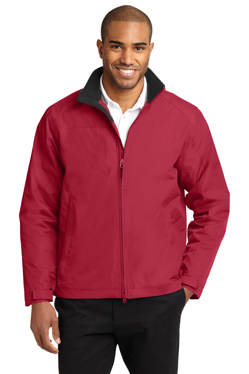 Port Authority J354 Mens Challenger II Wind & Water Resistant Full Zip Jacket True Red/True Black Model Front