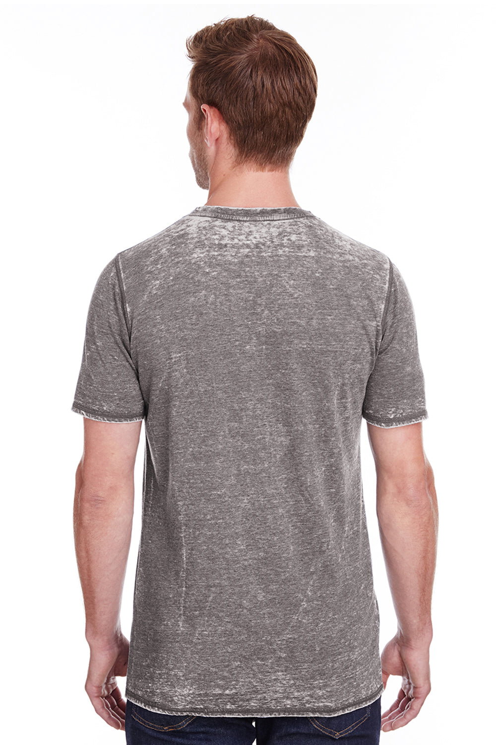 J America JA8115/8115 Mens Vintage Zen Jersey Short Sleeve Crewneck T-Shirt Cement Grey Model Back