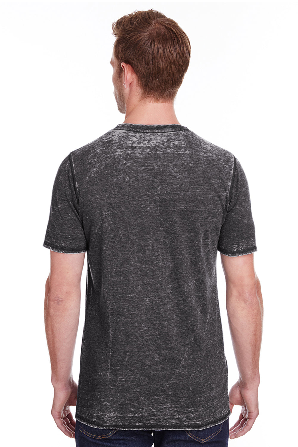 J America JA8115/8115 Mens Vintage Zen Jersey Short Sleeve Crewneck T-Shirt Dark Smoke Grey Model Back