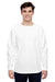 J America 8229 Mens Game Day Jersey Long Sleeve Crewneck T-Shirt White Model Front