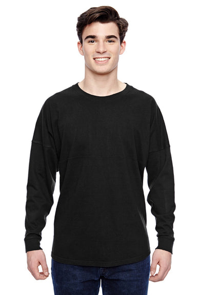 J America 8229 Mens Game Day Jersey Long Sleeve Crewneck T-Shirt Black Model Front